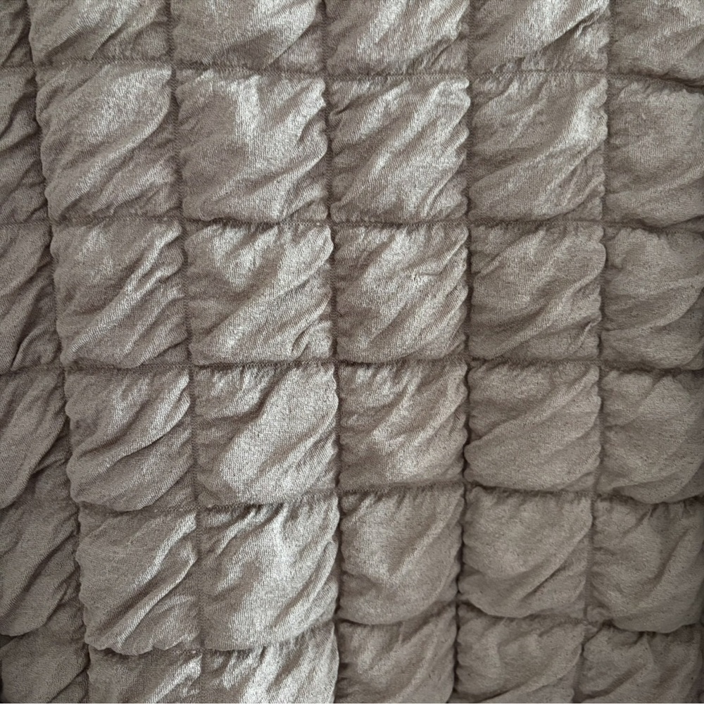 Zara Quilted Pullover Crewneck Sweatshirt Top Xl Taupe - Picture 8 of 8